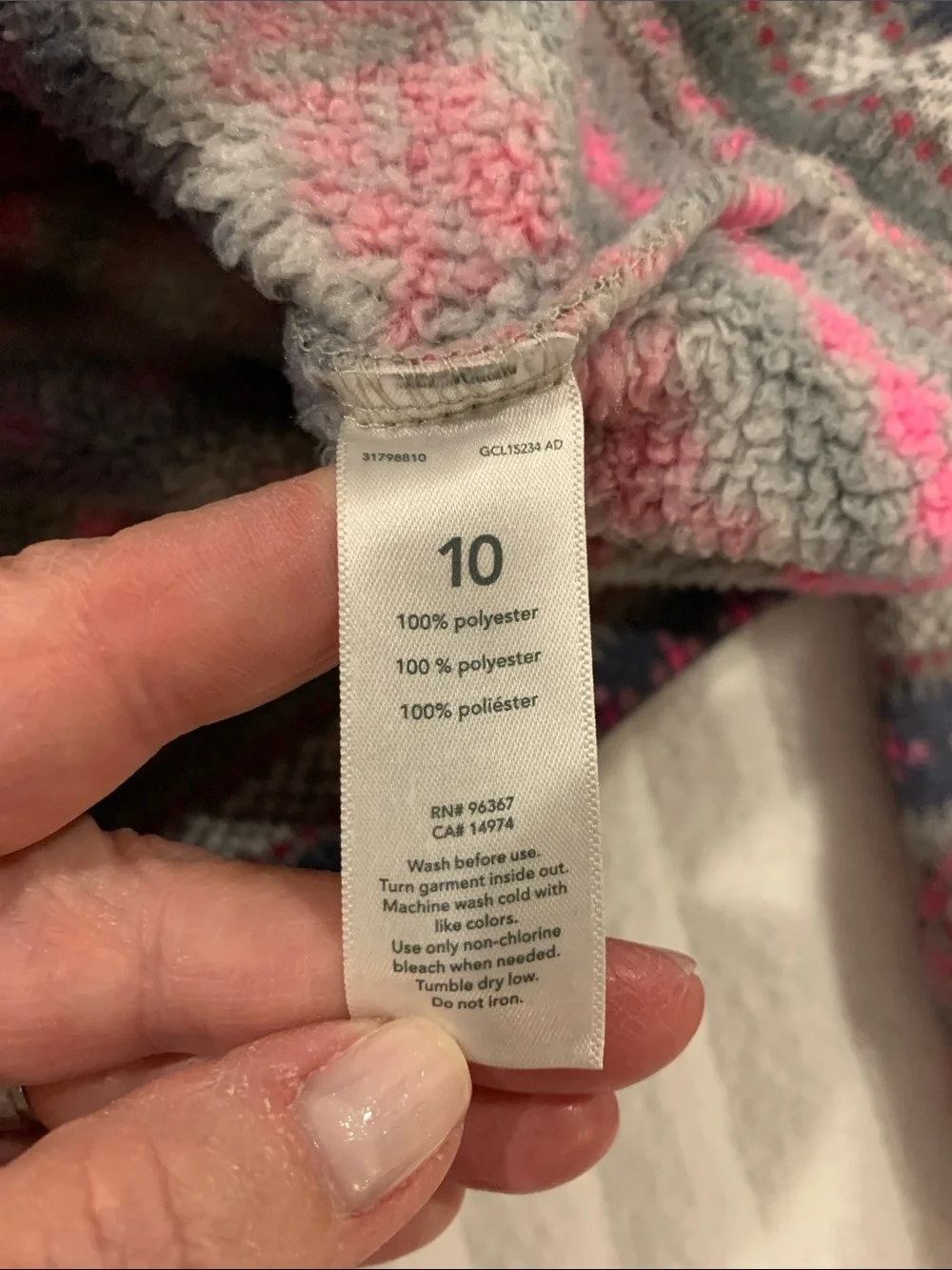 Oshkosh B’gosh Girls Fleece Lined Fair Isle Full Zip Hooded Sweater(Hoodie) 10​